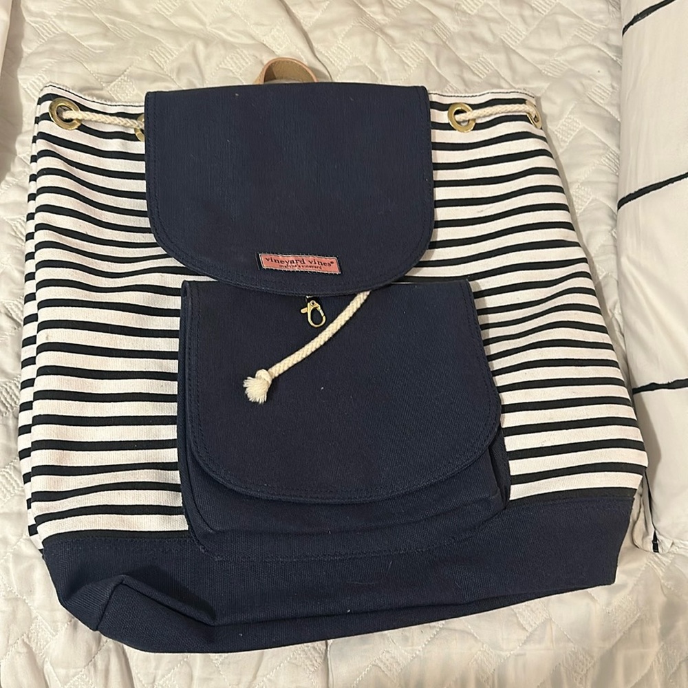 Vineyard Vines Canvas Striped Sinch and Cover Backpack